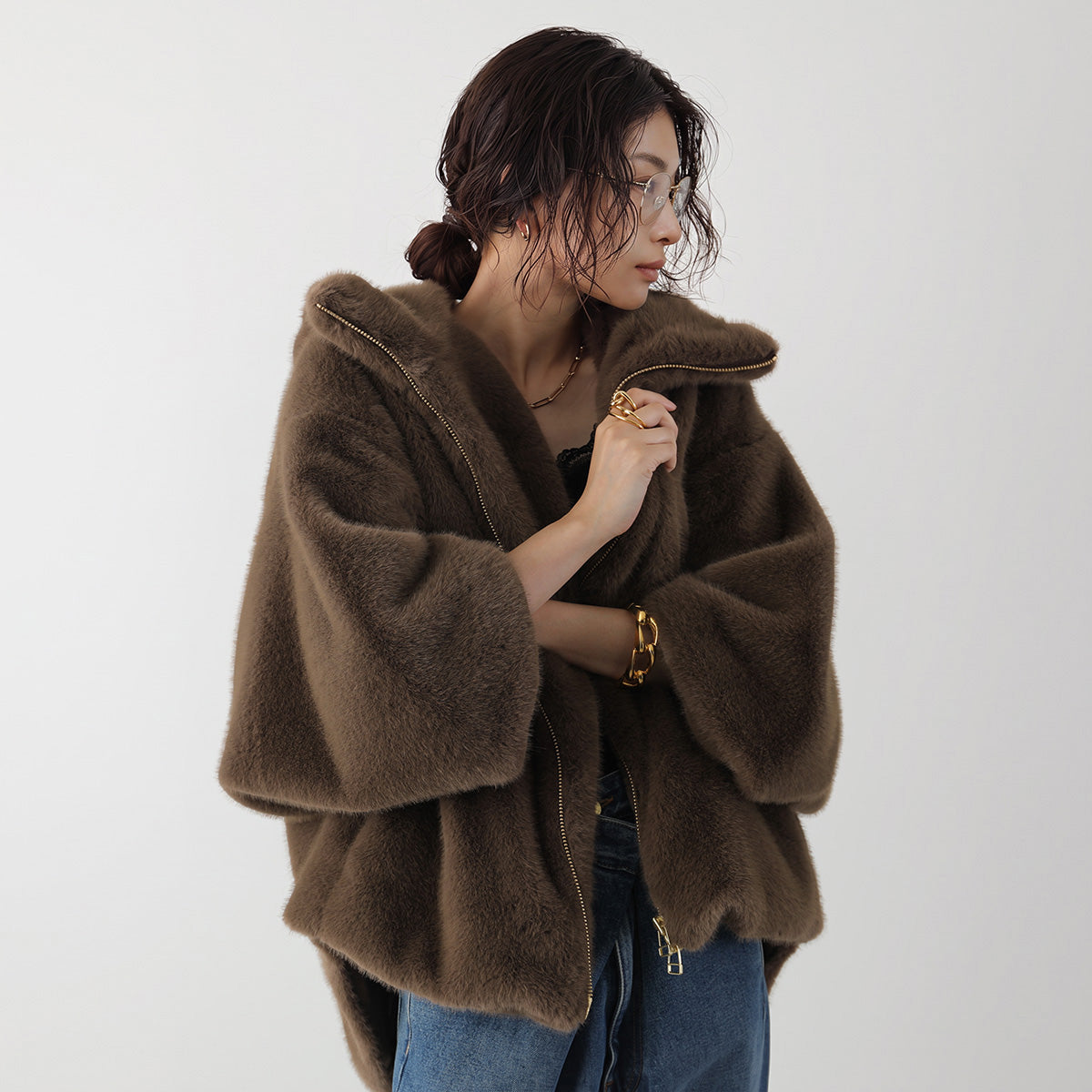【9/11 13:00- 先行予約10％OFF】ミンクライクフーディーブルゾン 26AW-V002
